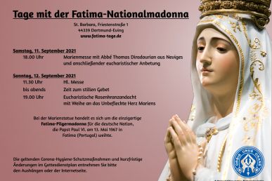 Tage mit der Fatima‑Nationalmadonna in St. Barbara Eving